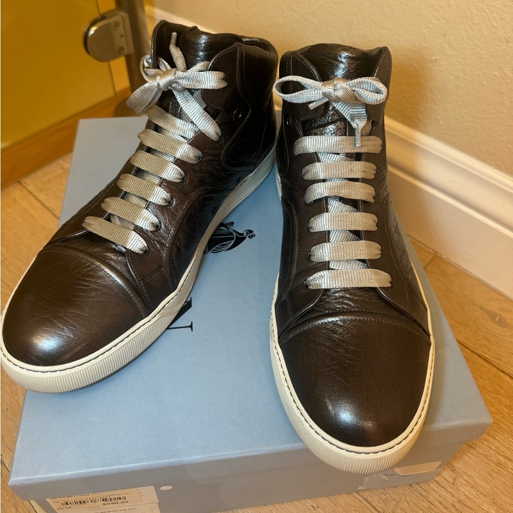 Lanvin Paris Silver Metallic Dark Gray Sneakers